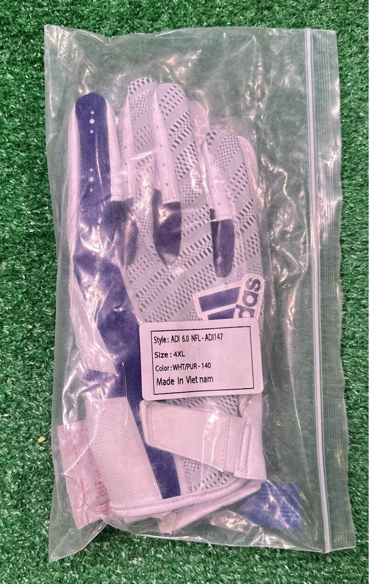 Adidas ADI 6.0 NFL 4XL Football Gloves White/Purple