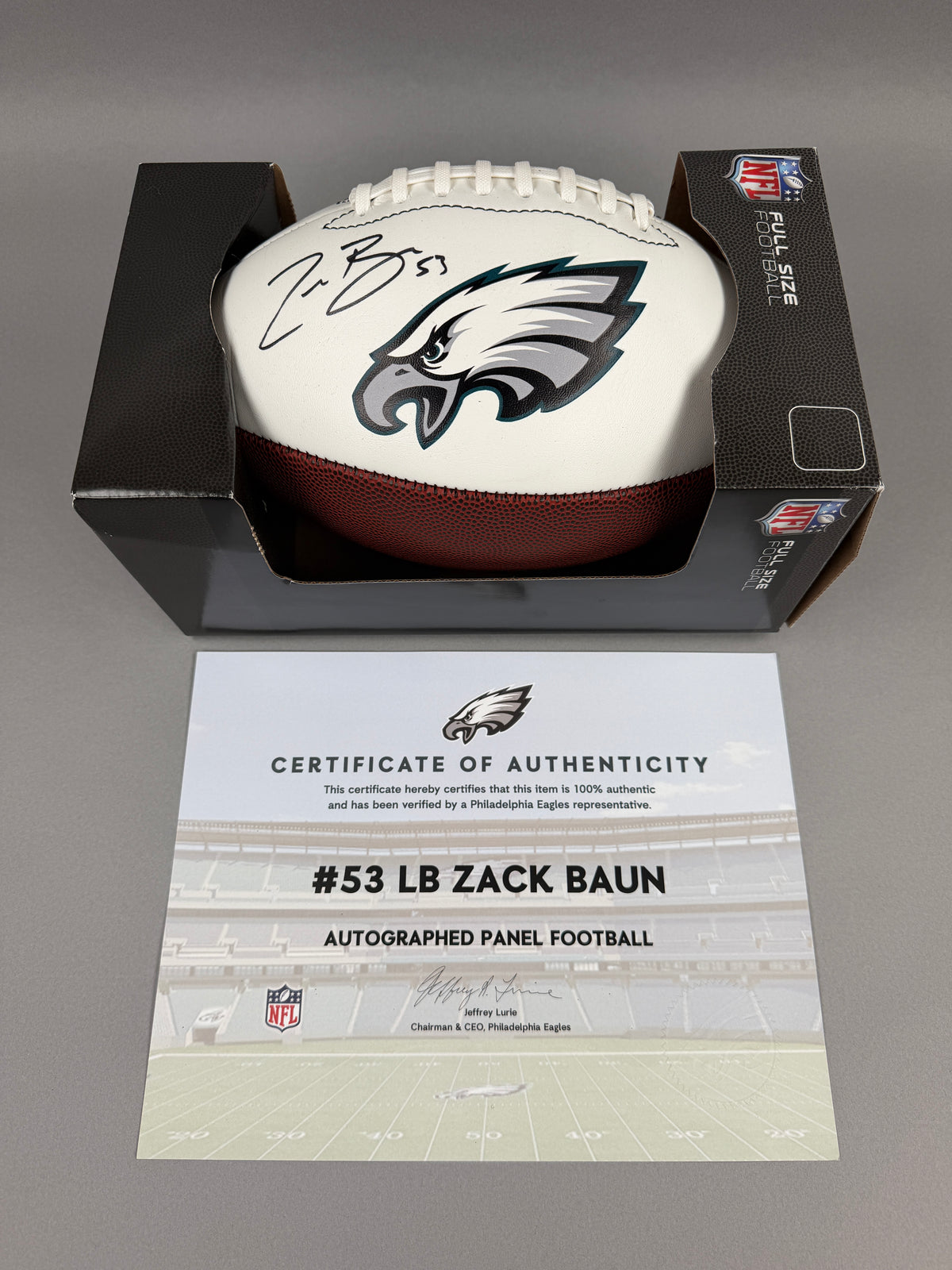 Philadelphia Eagles Zach Baun Autographed Football