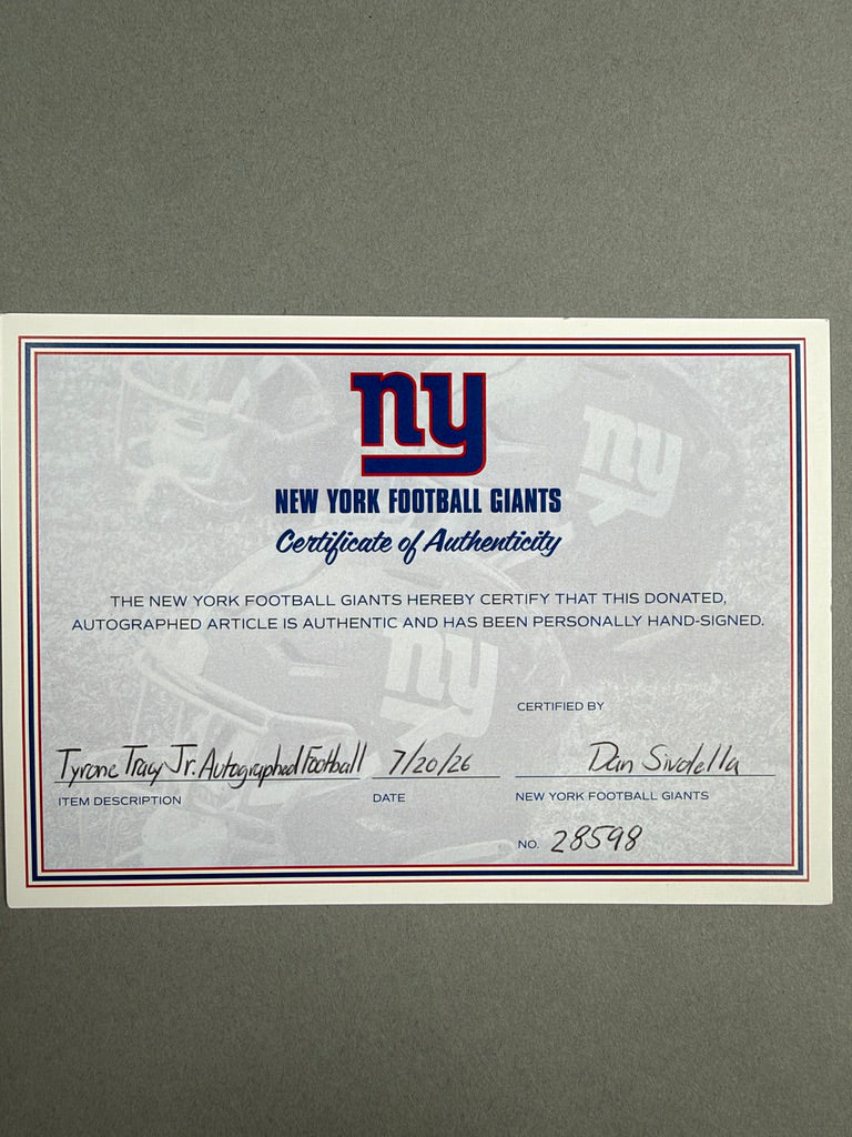 Tyrone Tracy New York Giants Autographed Football