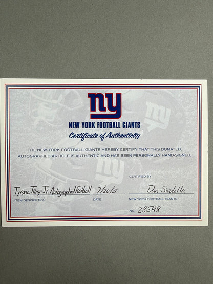 Tyrone Tracy New York Giants Autographed Football