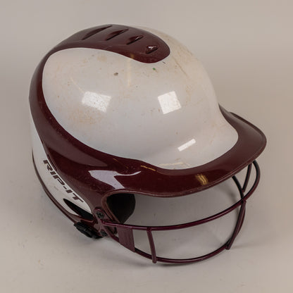 Rip-It S/M 6" to 6 7/8" Maroon/White Softball Batting Helmet