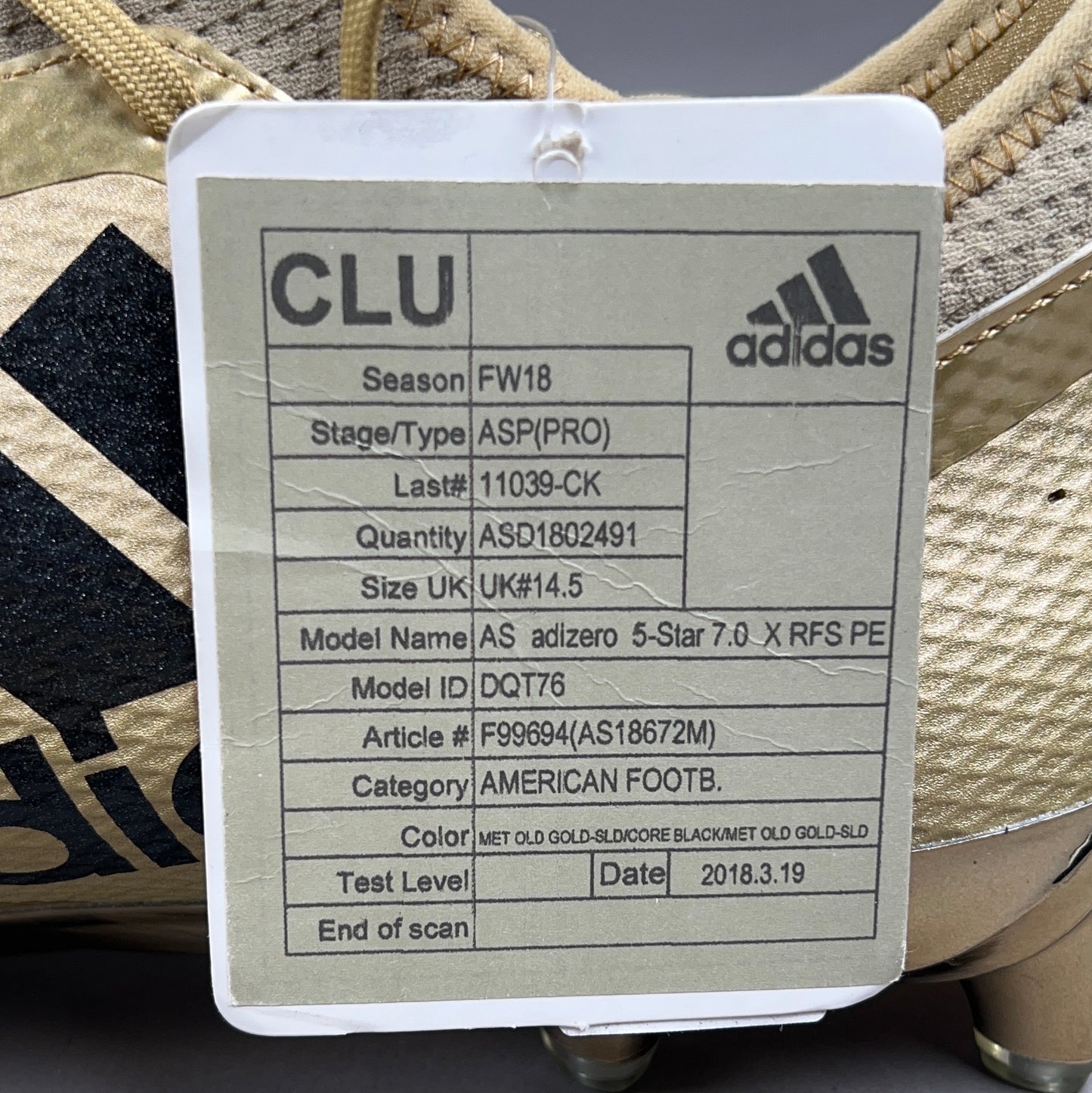 Adidas Adizero Scorch Size 15 Football Cleats