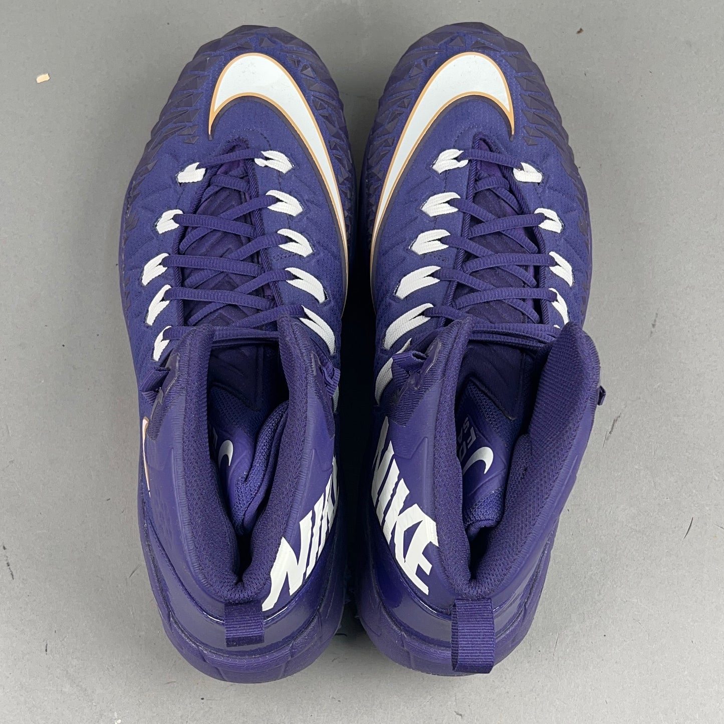 Nike Force Savage Pro Shark Signed by Patrick Queen #6 and Anthony Brown #12 Size 15 Football Cleats