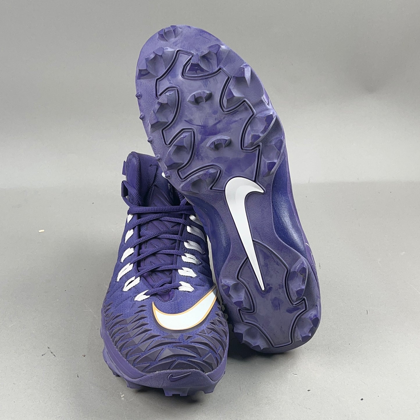 Nike Force Savage Pro Shark Signed by Patrick Queen #6 and Anthony Brown #12 Size 15 Football Cleats