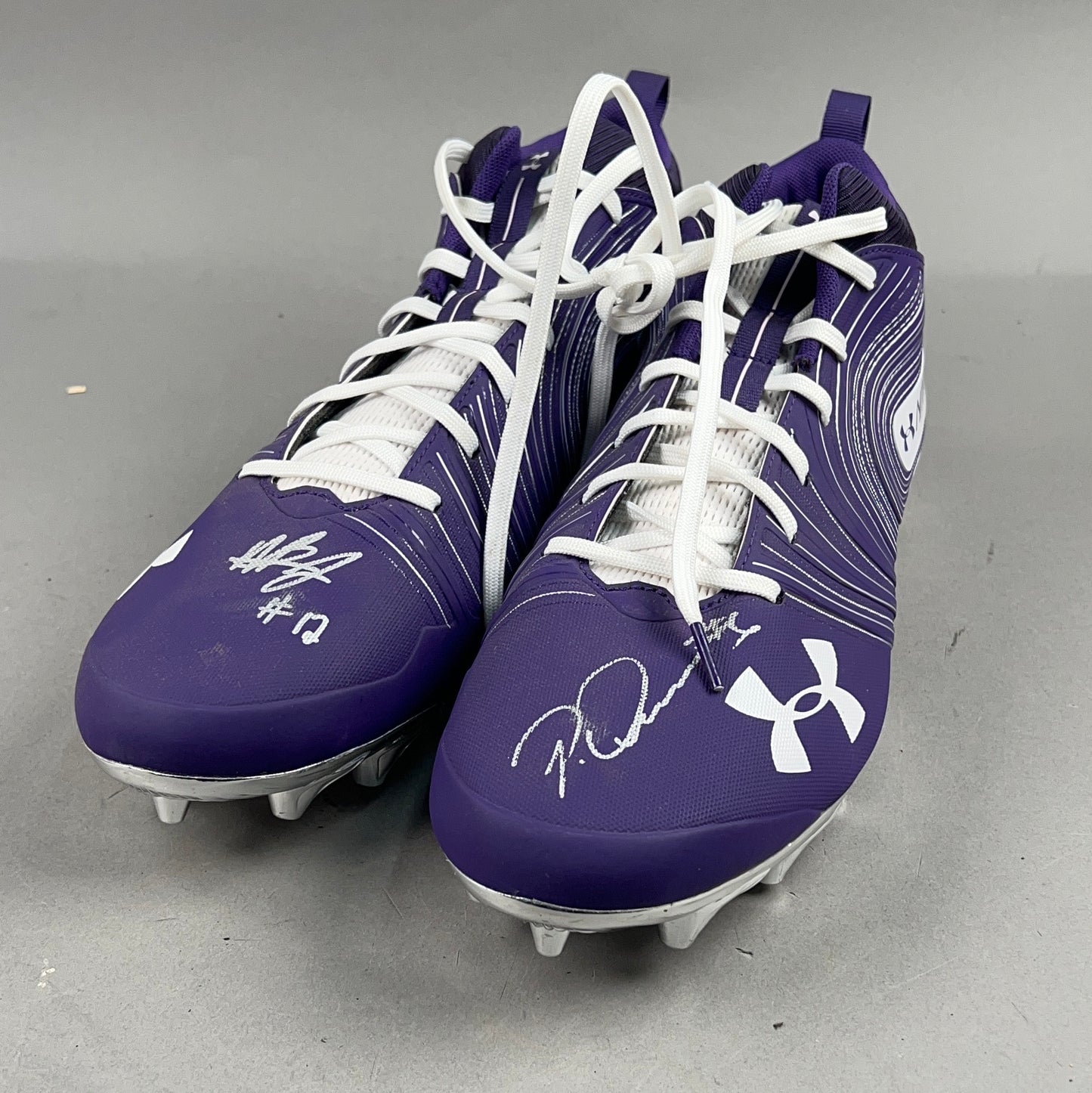 Under Armour Nitro Mid MC Signed by Patrick Queen #6 and Anthony Brown #12 Size 16 Football Cleats