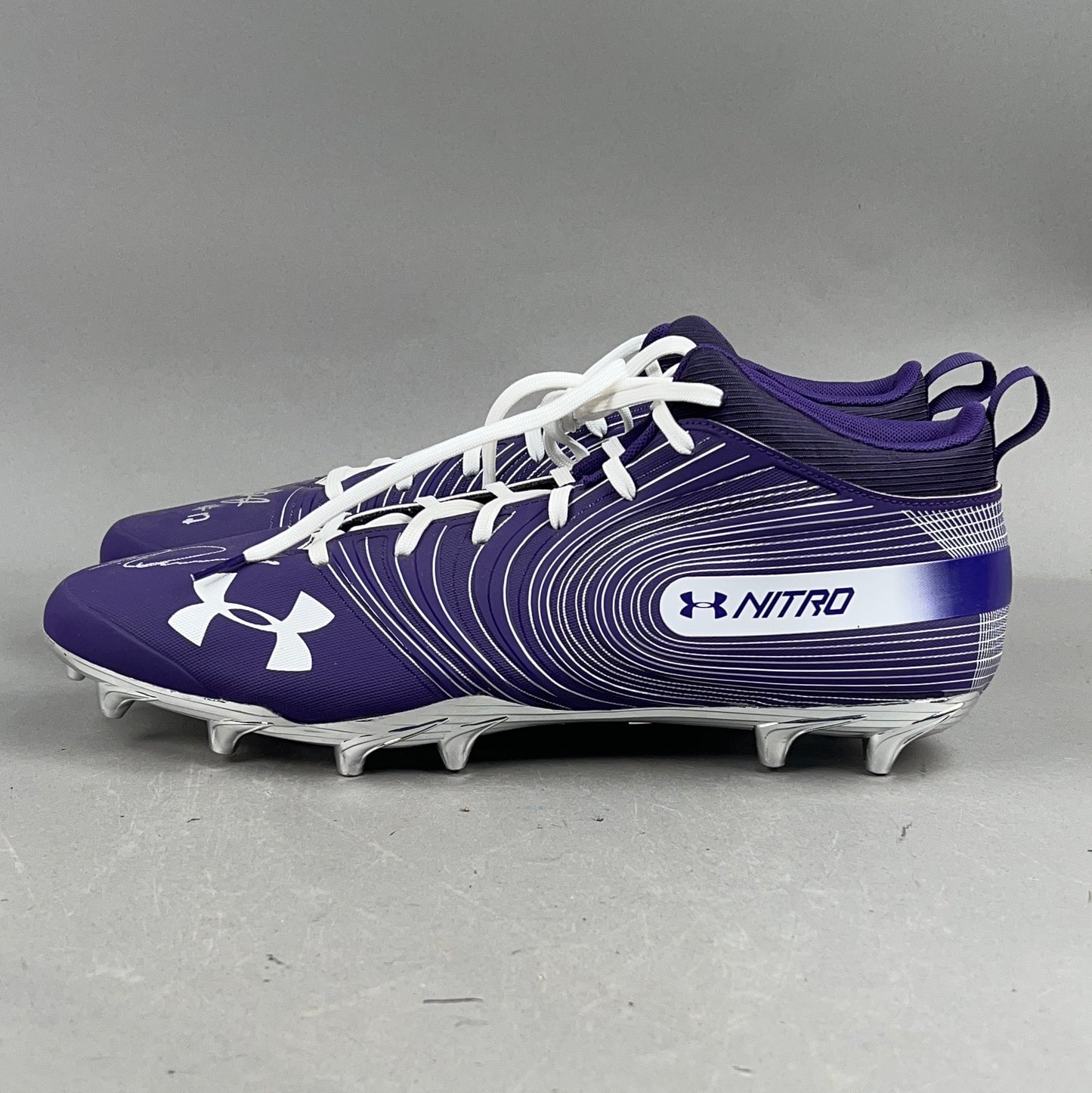 Under Armour Nitro Mid MC Signed by Patrick Queen #6 and Anthony Brown #12 Size 16 Football Cleats