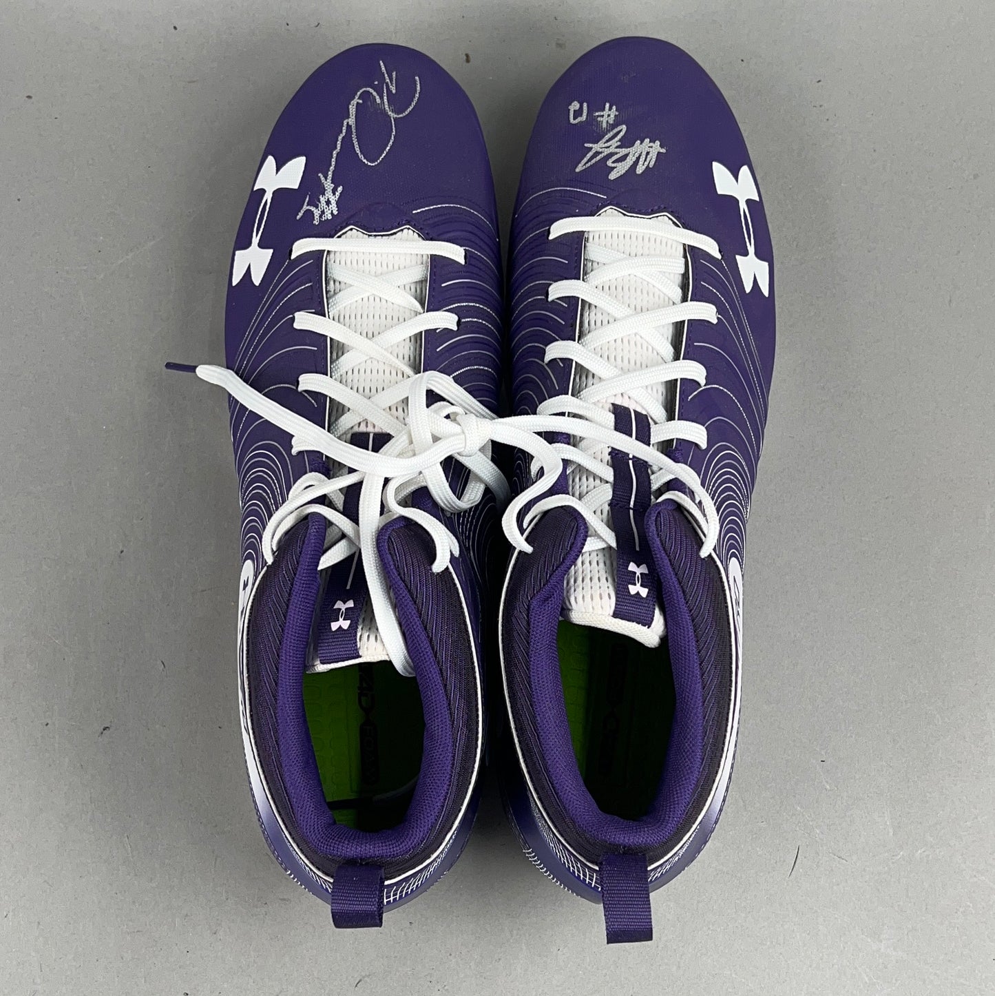 Under Armour Nitro Mid MC Signed by Patrick Queen #6 and Anthony Brown #12 Size 16 Football Cleats
