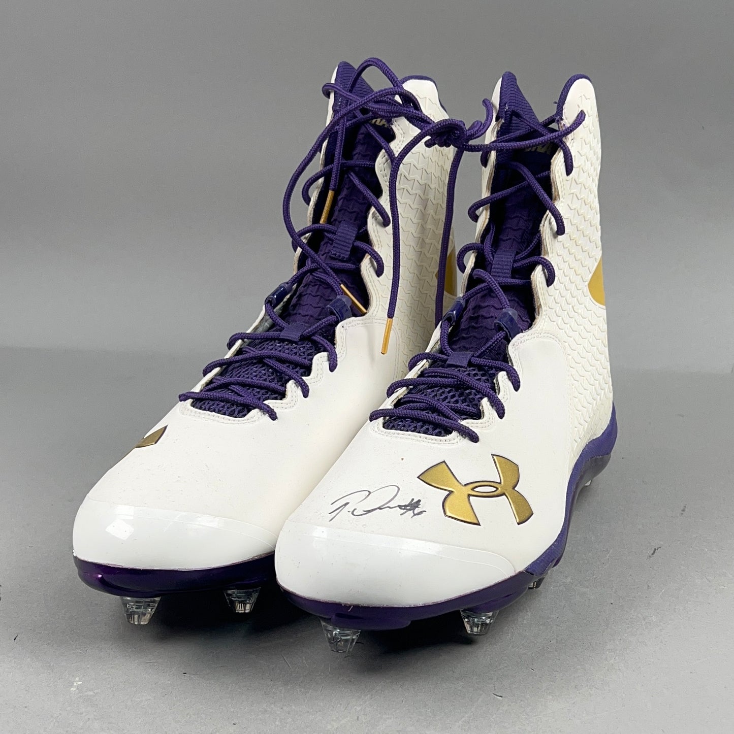 Under Armour Spine Brawler Signed by Patrick Queen #6 and Anthony Brown #12 Size 13.5 Football Cleats