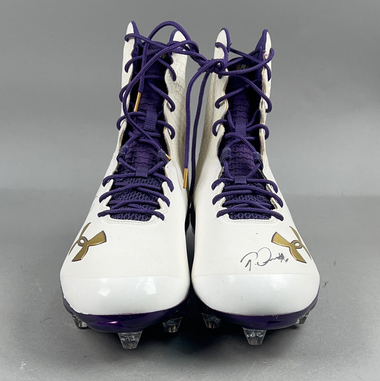 Under Armour Spine Brawler Signed by Patrick Queen #6 and Anthony Brown #12 Size 13.5 Football Cleats