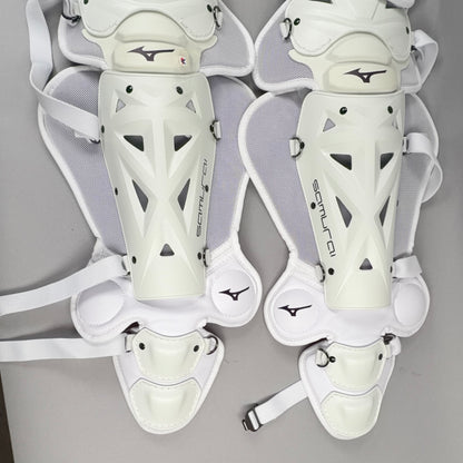 Mizuno Samurai Senior 16.5" Catchers Shin Guards (White)